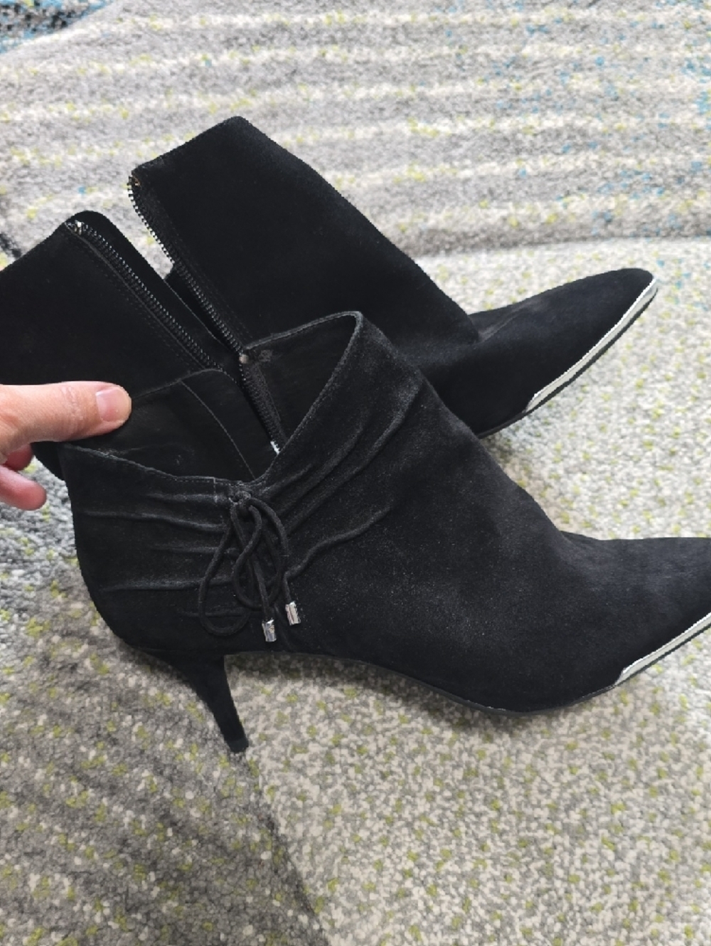 DKNY Black Suede Pointed-Toe Ankle Boots Size 9.5 - Picture 10 of 11